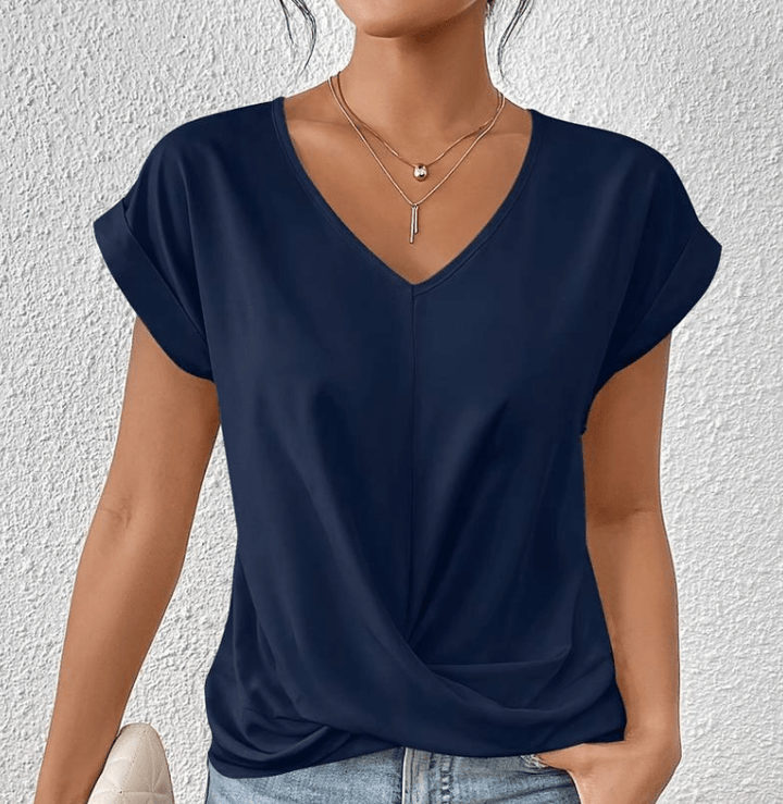Casual elegant women's V-neck blouse with a flattering fit & comfortable for versatile everyday style.