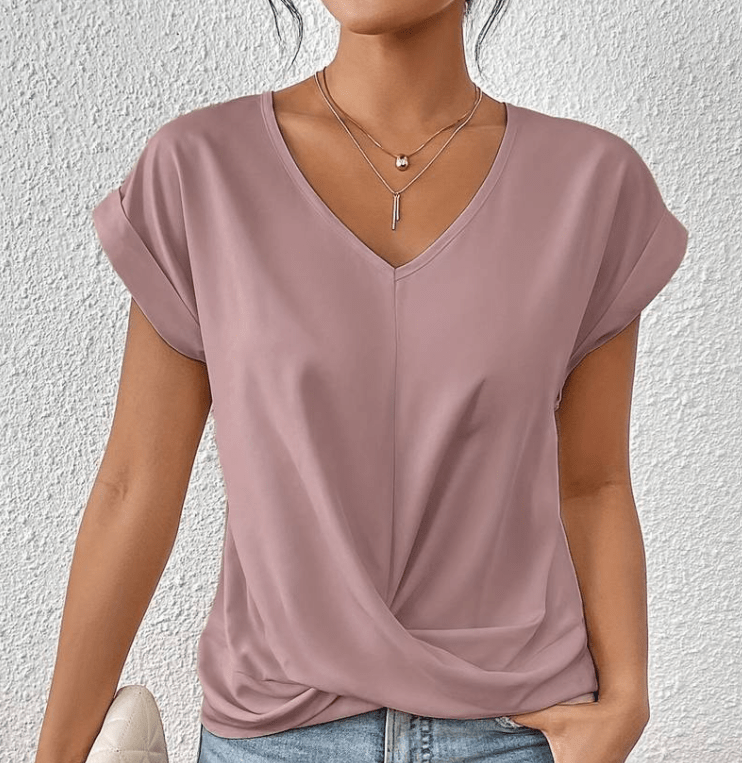 Effortlessly stylish women's V-neck top, flattering & comfortable for any occasion. Versatile long sleeve blouse.
