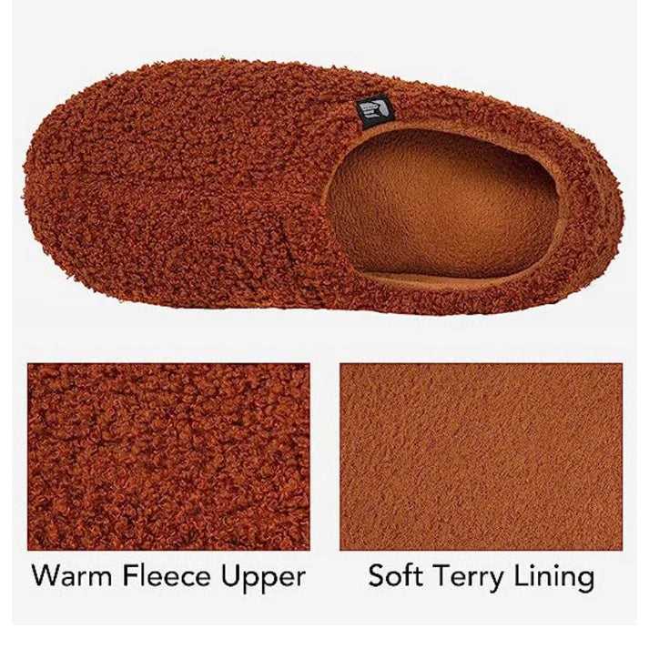 Women's cozy closed-back home slippers, fleeced for ultimate indoor comfort and warmth.