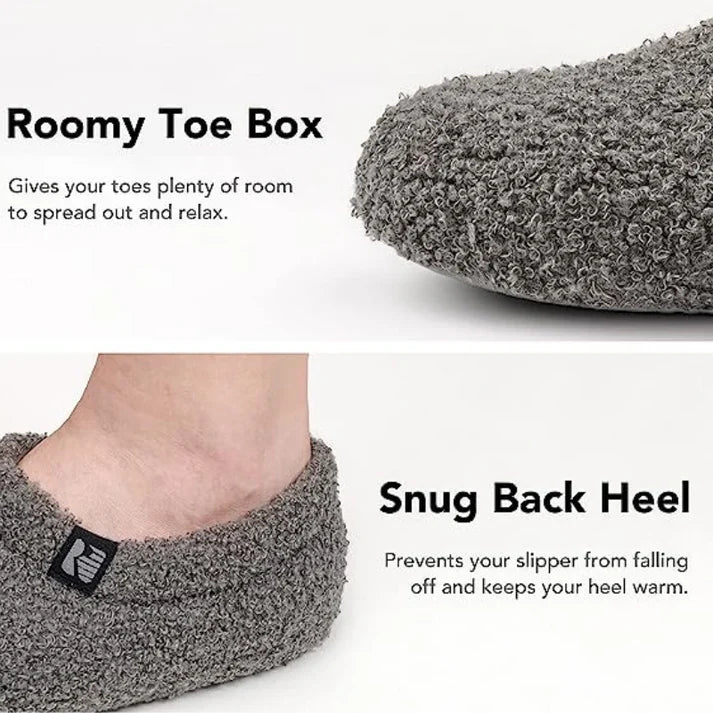 Secure closed-back women's slippers, fleeced for warm indoor comfort & relaxed home wear.