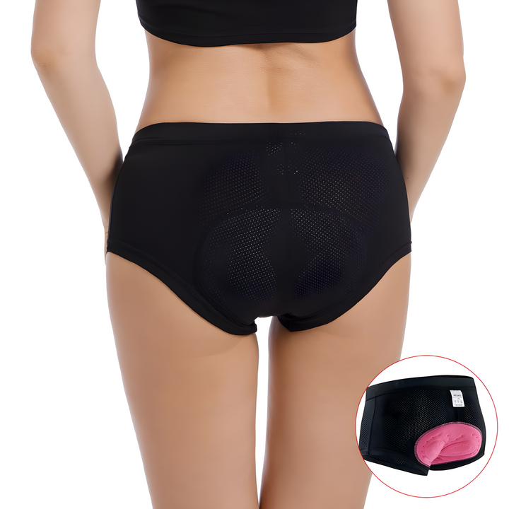 Comfortable FlexiComfort women's padded bike shorts, perfect for long-distance cycling.