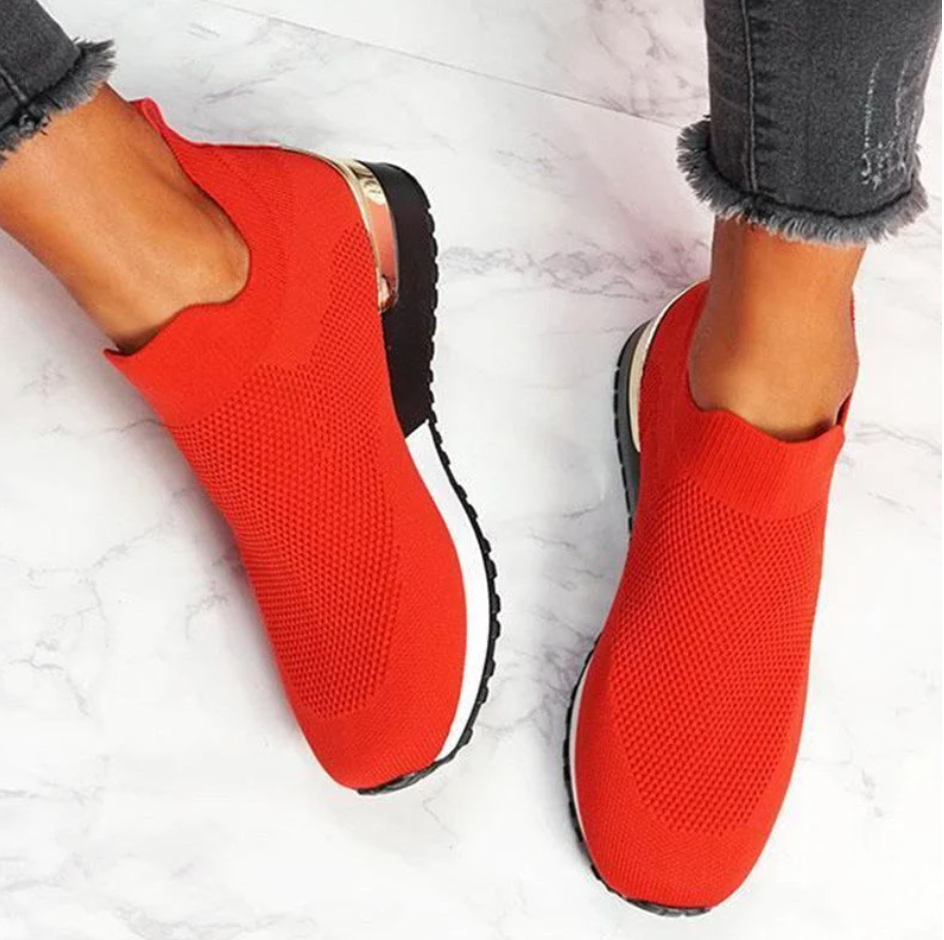 Lightweight women's slip-on sneakers. Comfortable, flexible, and versatile athleisure shoes for daily walking.