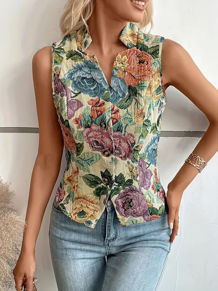 Elegant floral button cardigan for women, a comfortable long-sleeve knit perfect for spring & fall layering.
