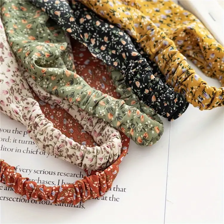 Stylish floral chiffon women's headband, also worn as a comfortable hair bandana headwrap.