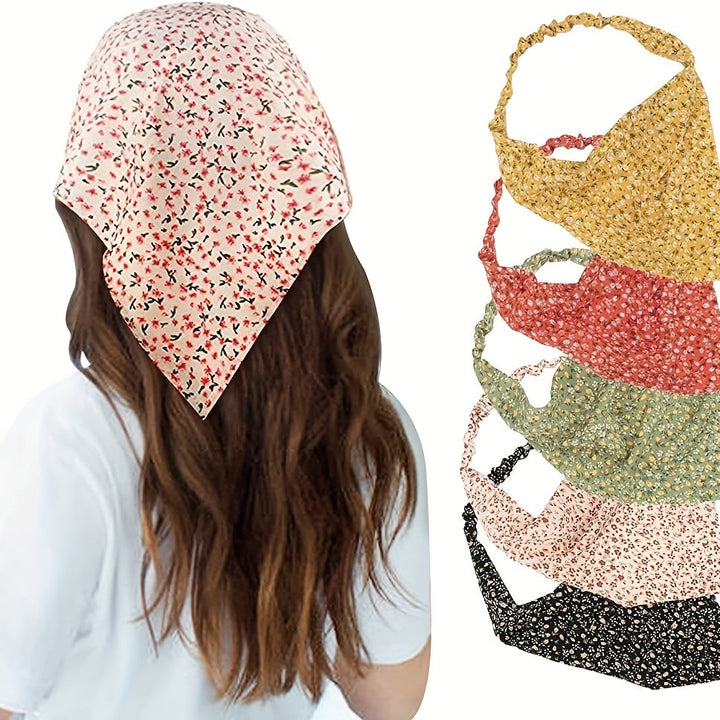 Versatile floral chiffon hair bandana headband for women, a fashionable headwrap.