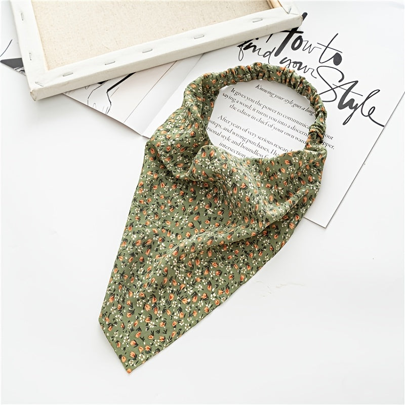 Beautiful floral chiffon hair bandana headband, a fashionable and versatile women's headwrap.