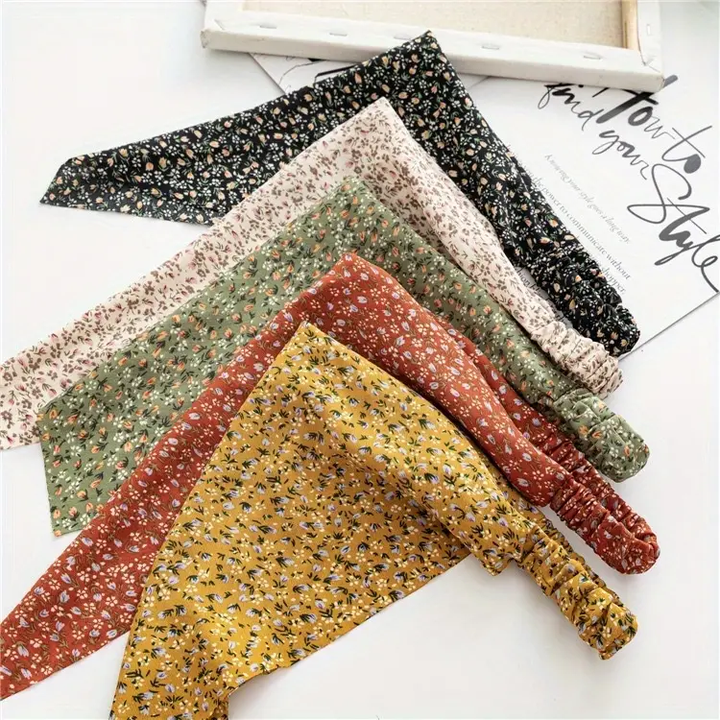 Chic floral chiffon hair bandana headwrap for women, a versatile and comfortable headband.