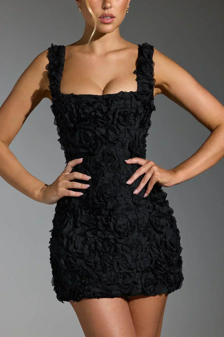 Floral mini dress for women, bodycon silhouette, corset top adds a touch of elegance