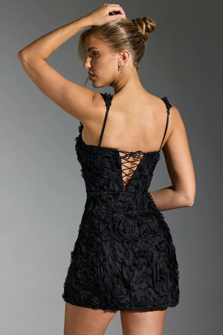 Stylish women's summer floral mini dress, corset design for a flattering look