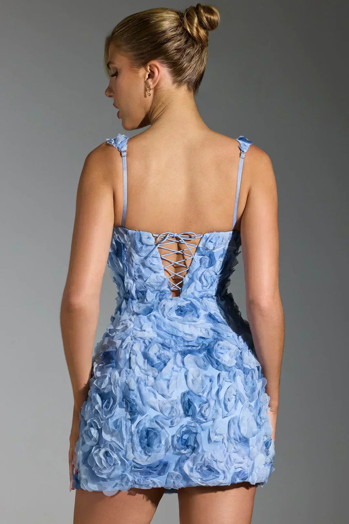 Women's floral mini dress, ideal for warm weather, with a sophisticated corset structure