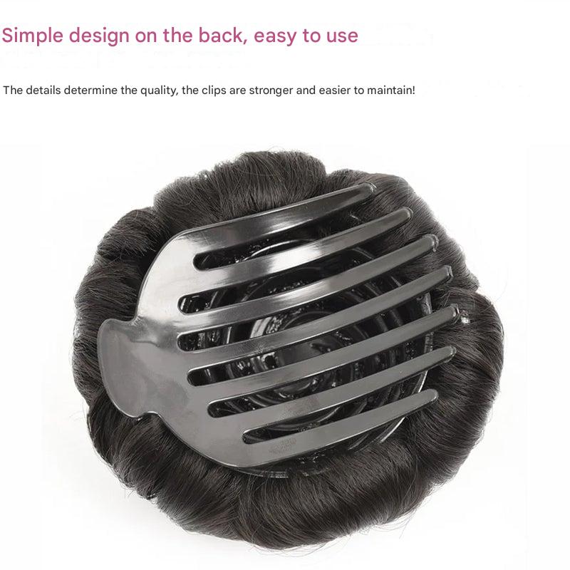 Women's synthetic hair extension and flower hair clip for formal updos.