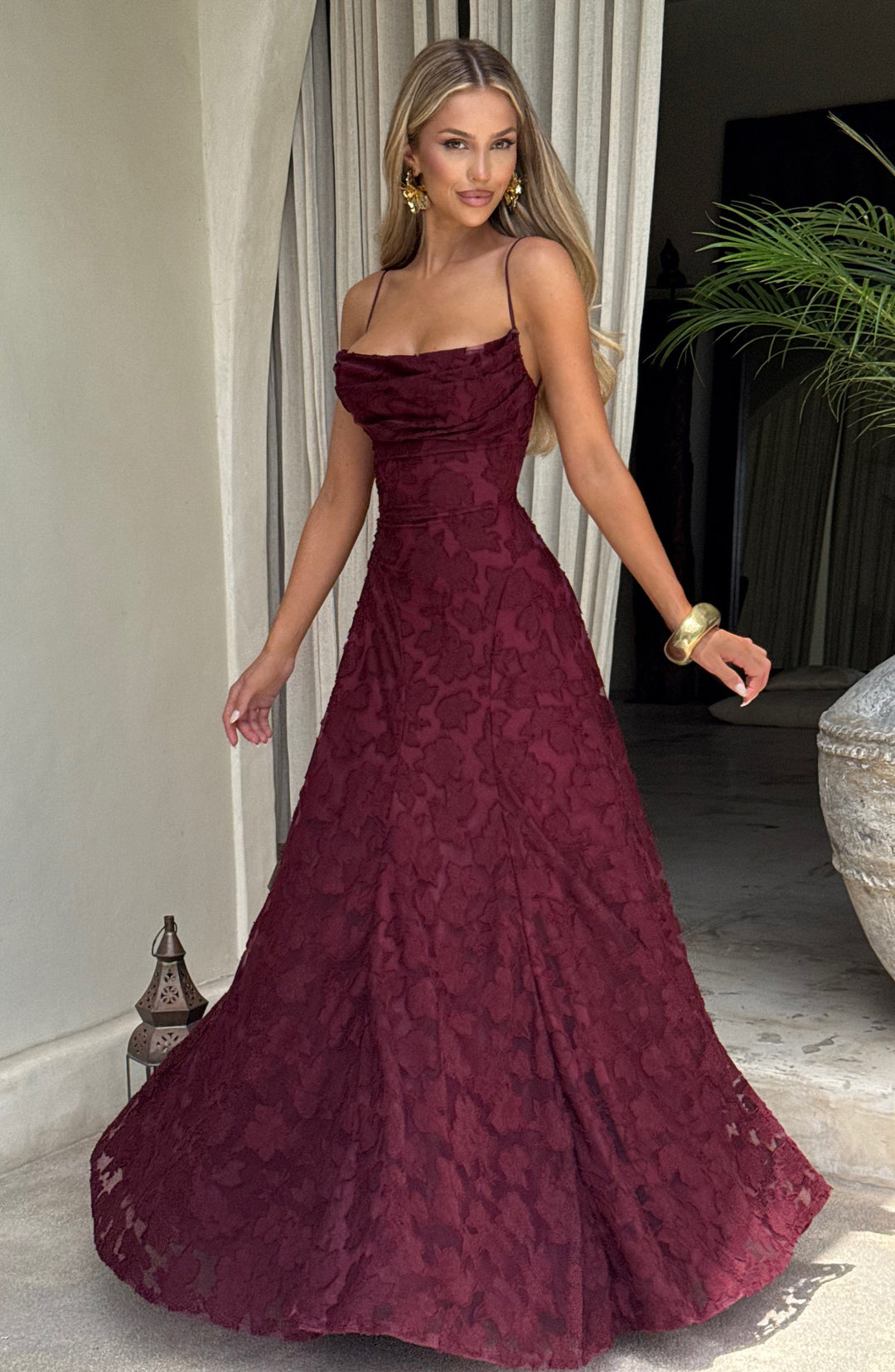 Versatile women's floral maxi dress, suitable for summer, evening, or party wear with unique back.