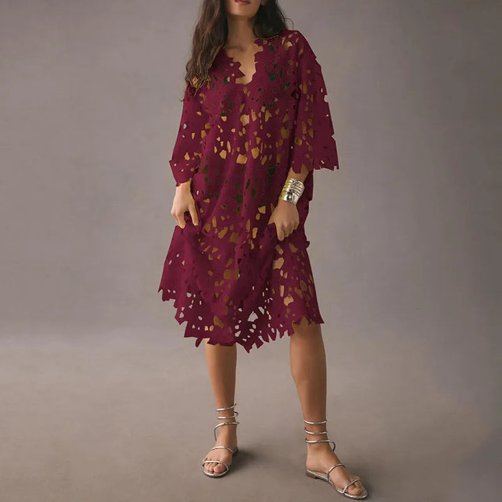 Maelis floral midi dress with eyelet detail, a stylish and comfortable women's summer dress
