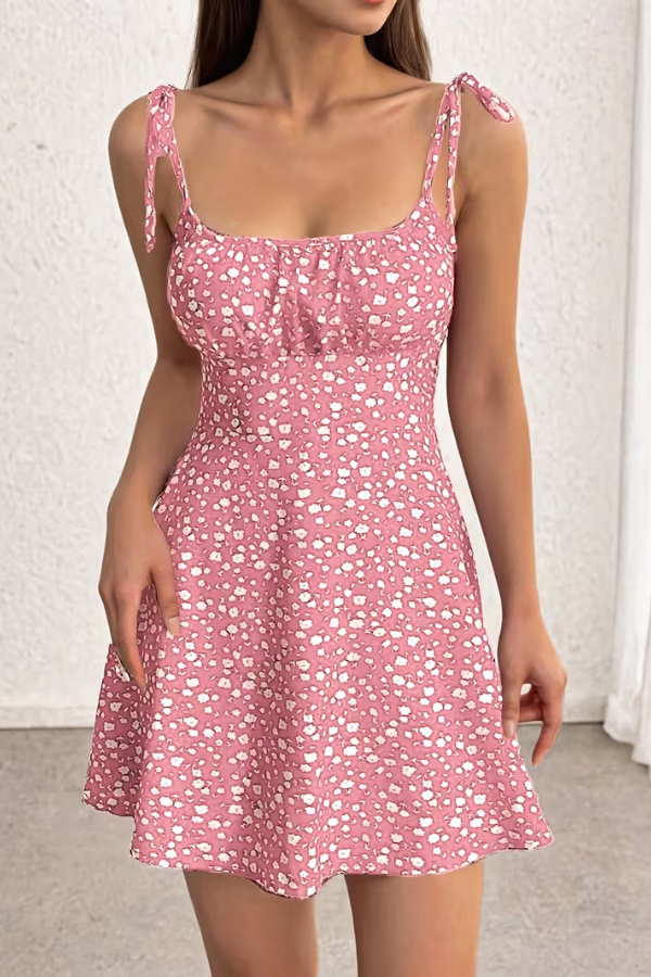 Summer floral strapless mini dress for women. Perfect slip dress for casual outings or elegant parties.