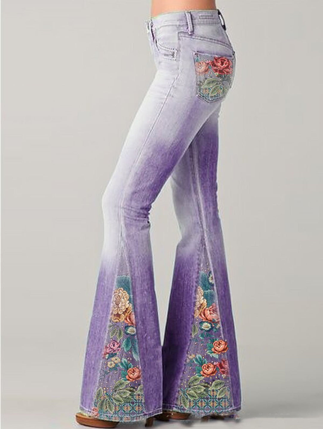 Women's floral wide leg trousers with stylish flared design, perfect for comfortable summer fashion.