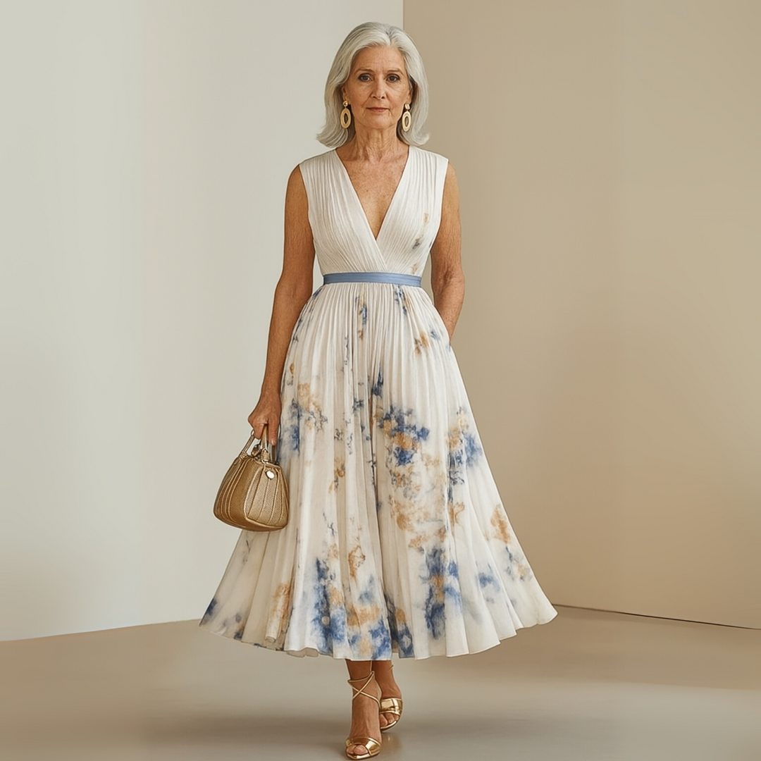 Women's spring/summer flowing sleeveless maxi dress, lightweight fabric for a breezy, elegant look.
