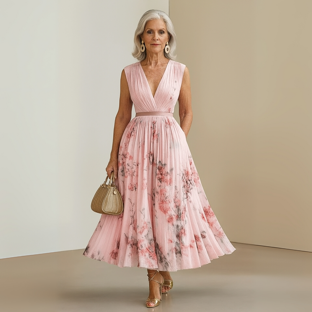 Highly versatile women's flowing maxi dress, sleeveless and lightweight, perfect for any casual or elegant occasion.