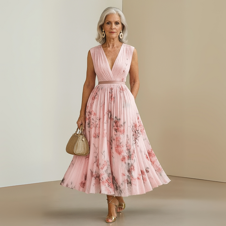Highly versatile women's flowing maxi dress, sleeveless and lightweight, perfect for any casual or elegant occasion.