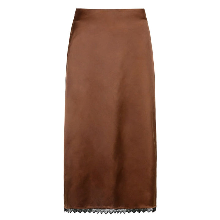 Comfortable aesthetic midi skirt for women, showcasing a beautiful flow and casual elegance.