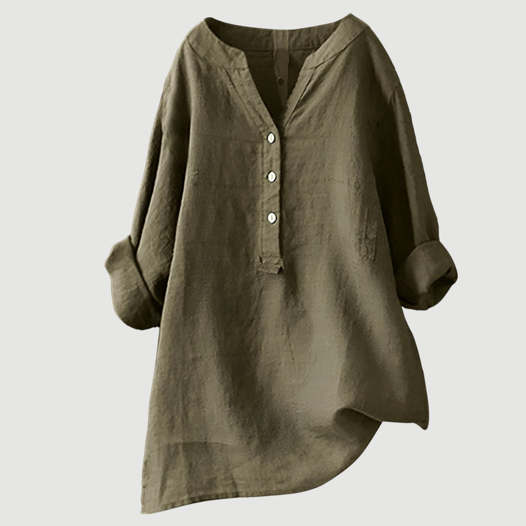 Comfortable women's loose fit blouse, a versatile flowy top for casual spring & summer outfits.