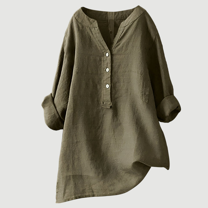 Comfortable women's loose fit blouse, a versatile flowy top for casual spring & summer outfits.
