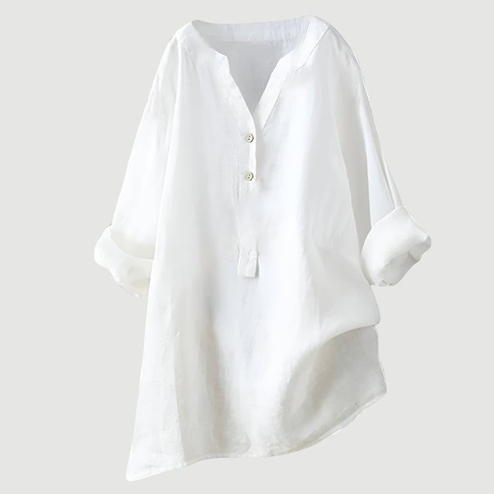Elegant women's casual blouse with a V-neck and relaxed fit, perfect for summer.