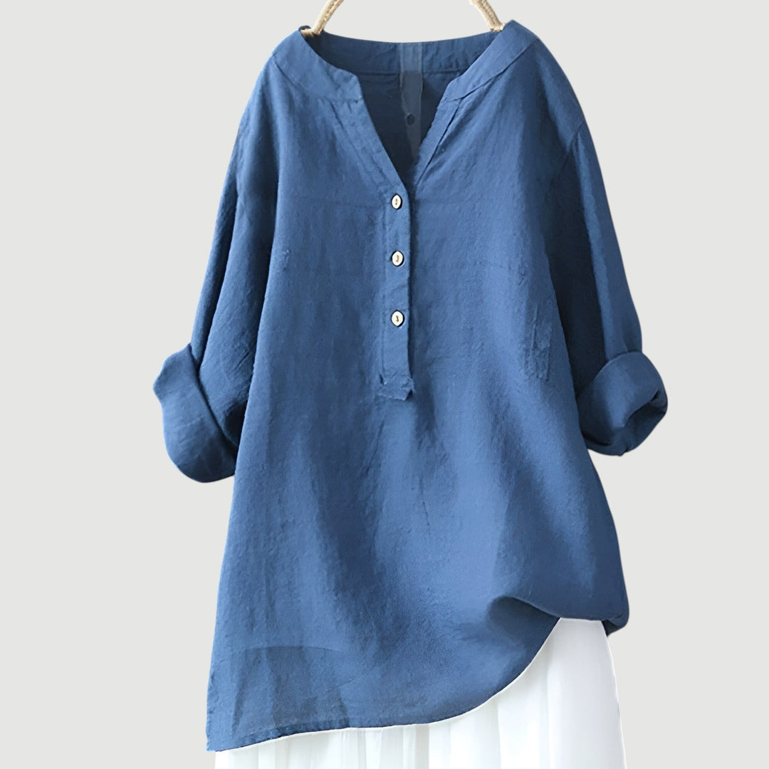 Soft, flowy women's blouse with a relaxed fit, ideal for breathable everyday spring & summer wear.