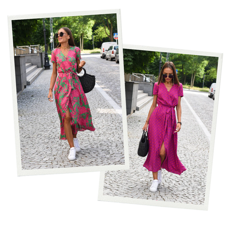Comfortable women's floral summer dress, flowy and vibrant. Perfect for warm weather, vacations, or casual style.