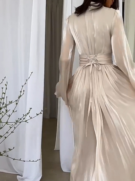 Women's flowy maxi dress featuring a unique imaginative design, perfect for elegant summer fashion or versatile casual wear.