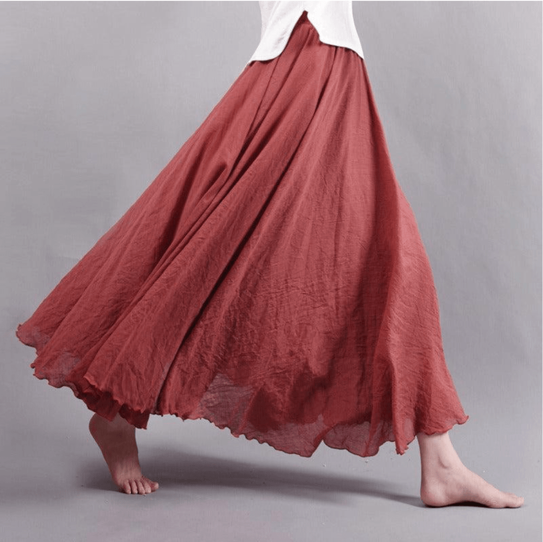 Breezy women's A-line maxi skirt, bohemian style for summer comfort and beach vacation outfits.