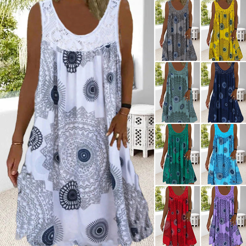 Women's flowy sleeveless summer dress in a relaxed fit, perfect for warm weather and everyday comfort.