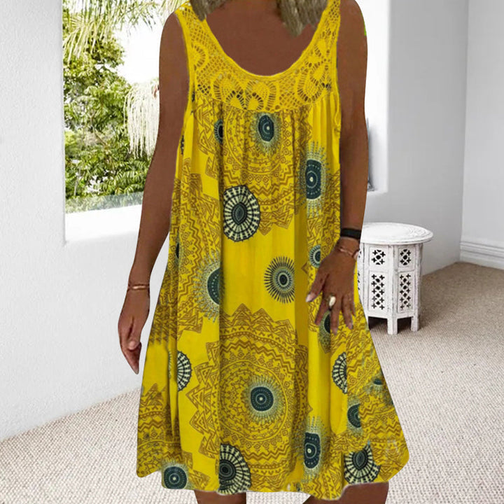 Comfortable women's sleeveless dress, designed for airy summer wear and relaxed casual fashion.