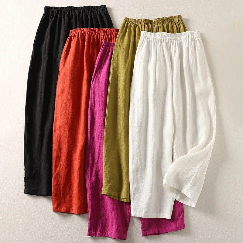 Essential women's summer pants: stylish, flowy, wide-leg for a relaxed yet fashionable warm-weather look.