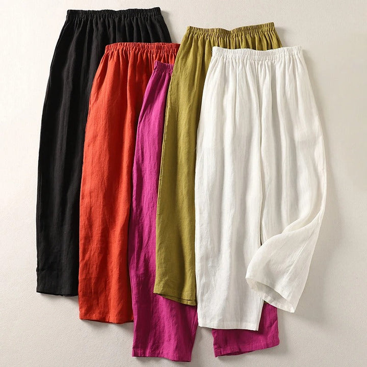 Essential women's summer pants: stylish, flowy, wide-leg for a relaxed yet fashionable warm-weather look.