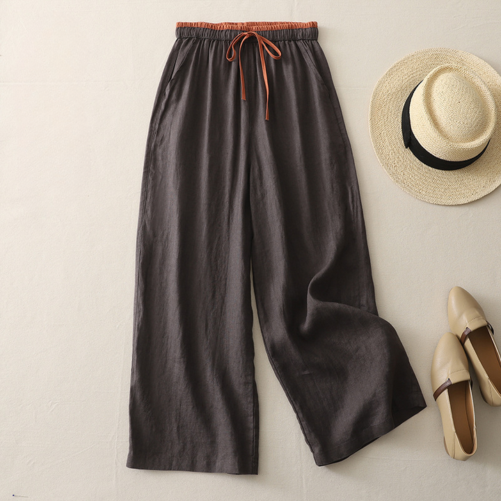 Casual blue pull-on wide-leg pants for women, offering a relaxed fit and ultimate comfort for summer days.