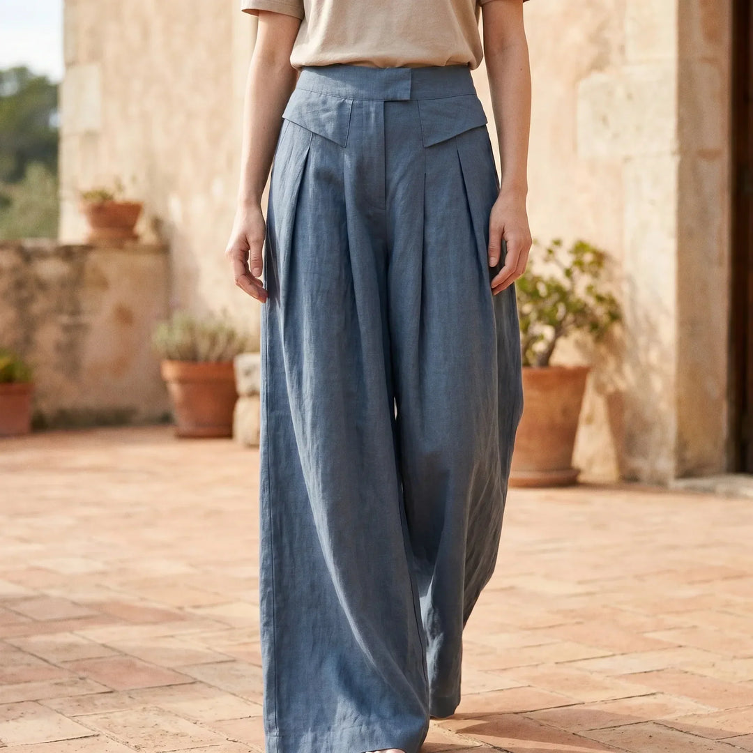 Women's flowy wide leg summer pants. High-rise, relaxed fit, perfect for casual everyday comfort.