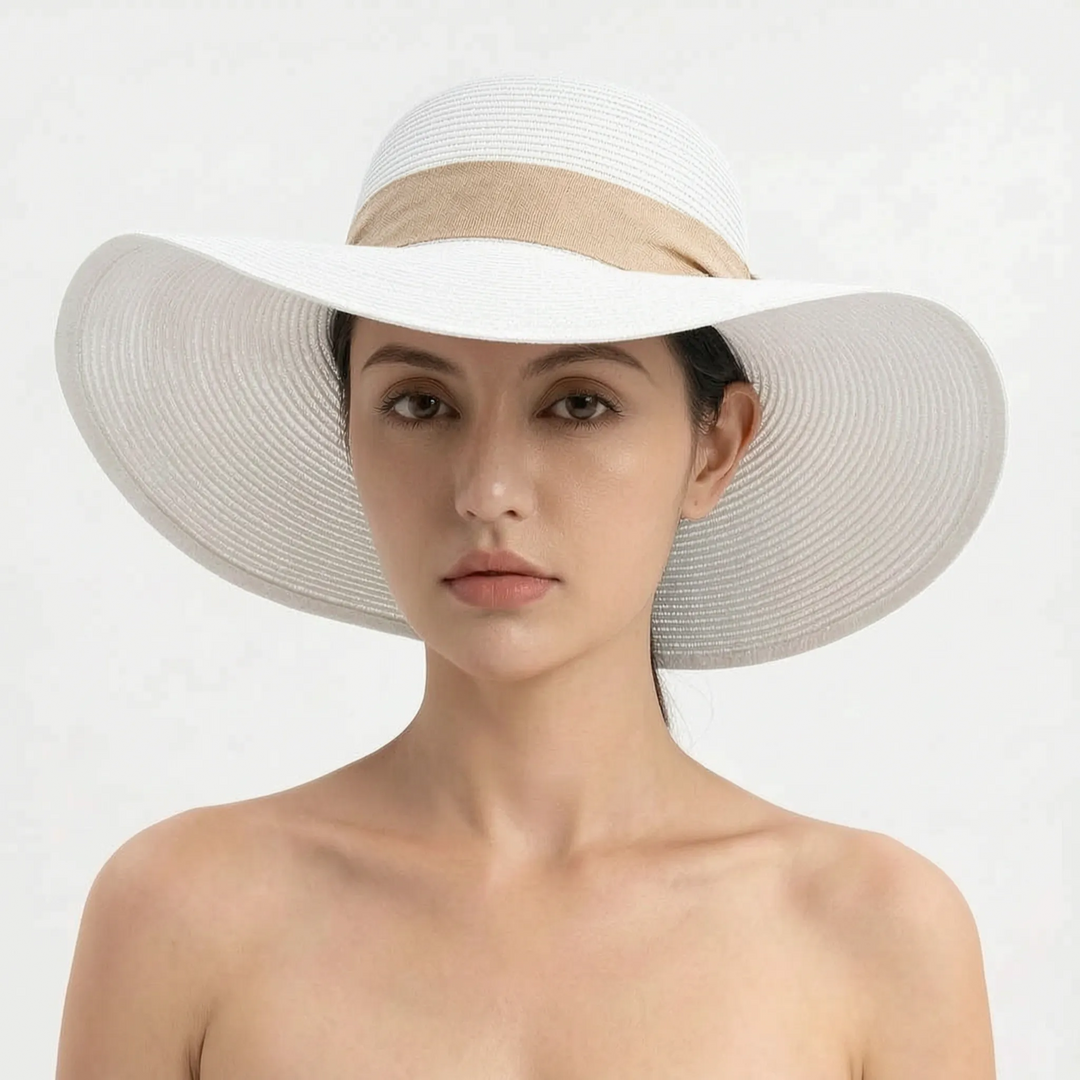 Durable women's foldable wide brim sun hat, ideal for summer beach, travel & outdoor protection.