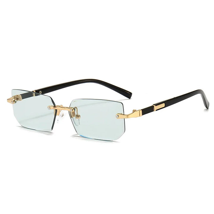 Stylish women's frameless rectangular sunglasses with a vibrant gradient tint, perfect for summer fashion