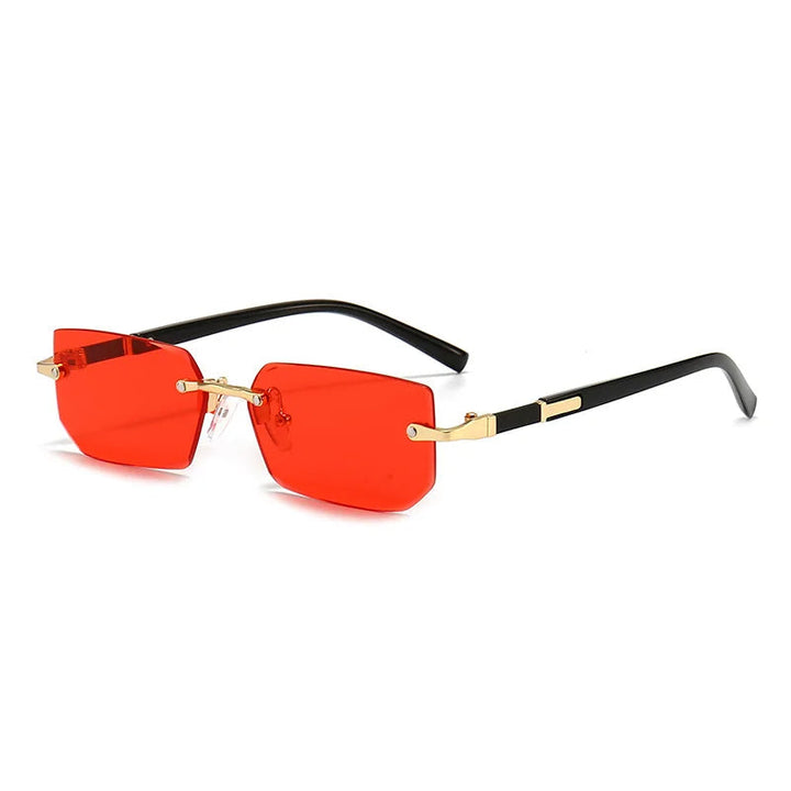 KlaraView women's rectangular sunglasses, frameless design with dark gradient lenses, elegant eyewear
