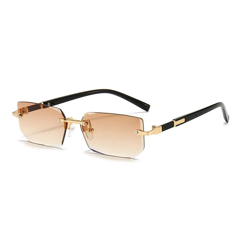 Women's sleek frameless rectangular sunglasses, gradient lenses, a sophisticated and stylish eyewear choice