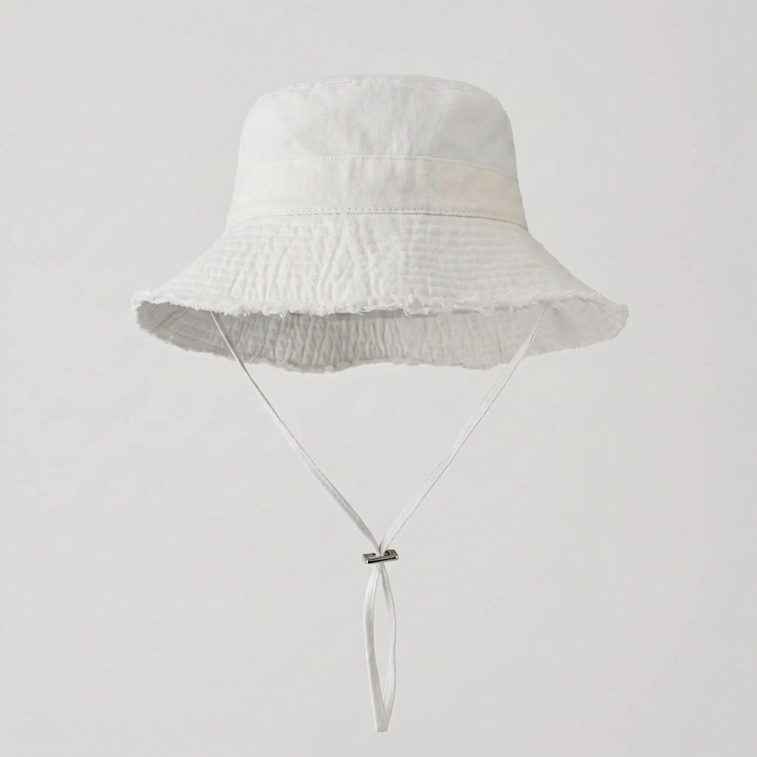 Adjustable women's frayed brim hat for summer. Excellent sun protection for beach, travel, and outdoor style.
