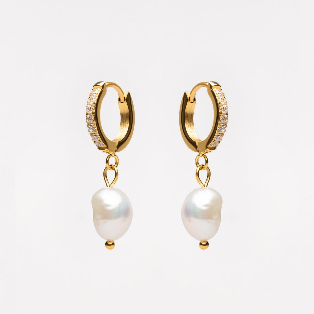 Beautiful freshwater pearl hoop earrings for women, enhancing any outfit.