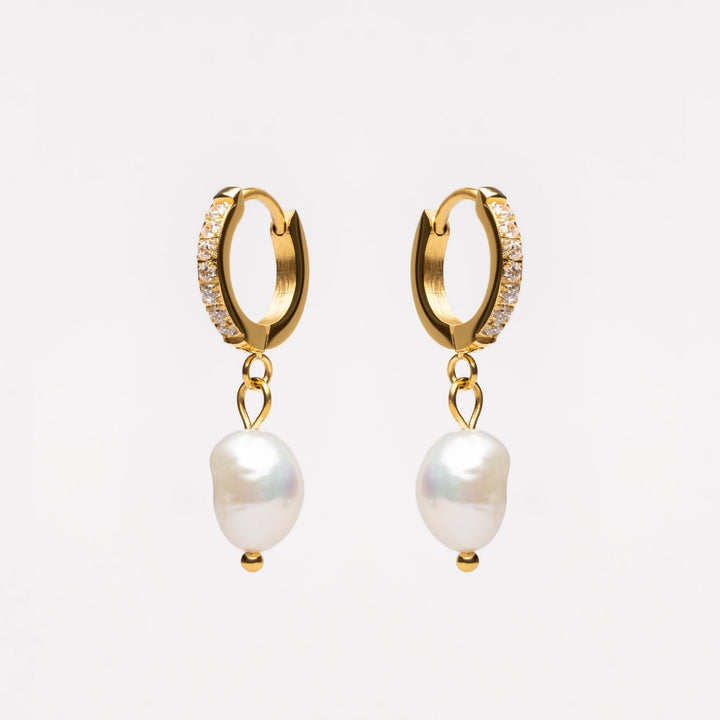 Beautiful freshwater pearl hoop earrings for women, enhancing any outfit.