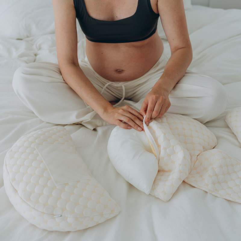 Expecting mother's full body pillow, perfect for sleep support, reducing back pain and enhancing overall comfort.