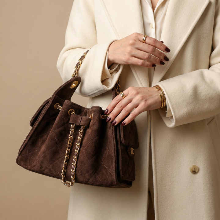 Stylish genuine leather bucket handbag for women, a versatile shoulder bag for everyday use.