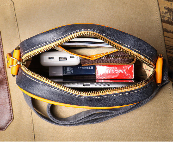 Essential women's genuine leather crossbody bag, versatile fashion piece with an adjustable strap.