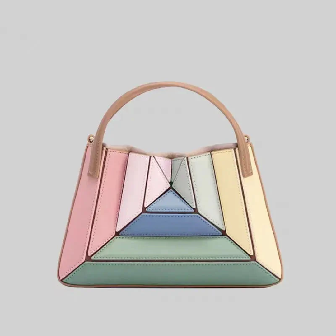 Sleek modern geometric handbag for women. A fashionable shoulder bag, perfect everyday accessory.