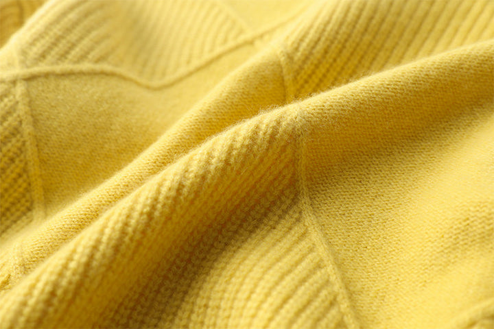 Cozy women's high neck sweater with unique geometric texture, perfect for autumn casual wear.