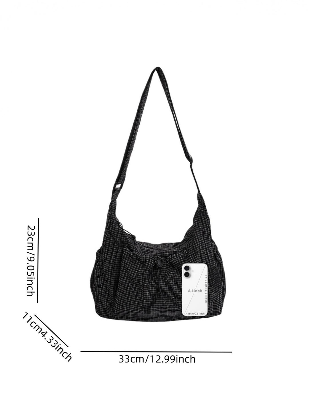 Women's stylish gingham cotton canvas shoulder bag, ideal casual handbag for everyday elegance.