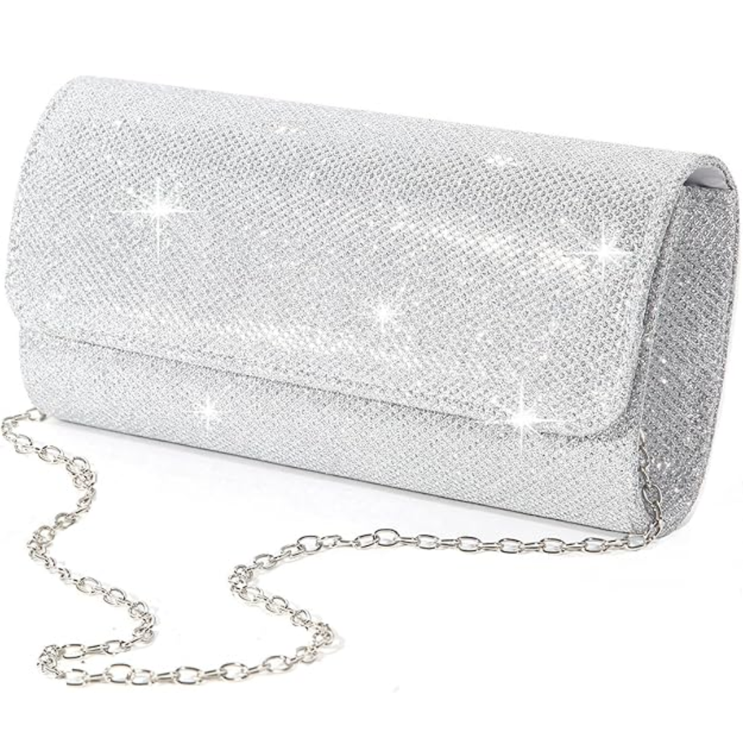 Women's glamorous glitter evening clutch handbag, Ramona sparkle bag for special occasions